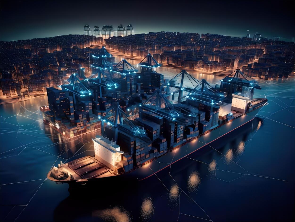 Cargo ship approaching a Canadian port