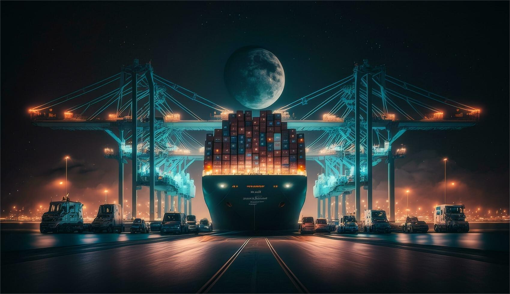 Global logistics container ship at port representing stable shipping rates